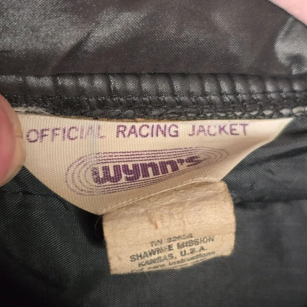 VTG Wynns Xtend Official Racing Puffer Jacket LG Black Snap Zip Closure USA 70s - Picture 7 of 14